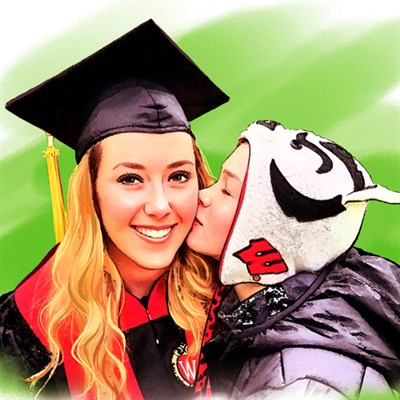 Watercolor Pop from Photo of A graduating Girl Kissed By Her Sister - myDaVinci